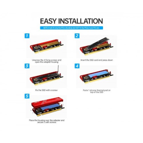 כרטיס הרחבה PCIe x16 to M.2 Adapter w/HS Support 2280 M.2